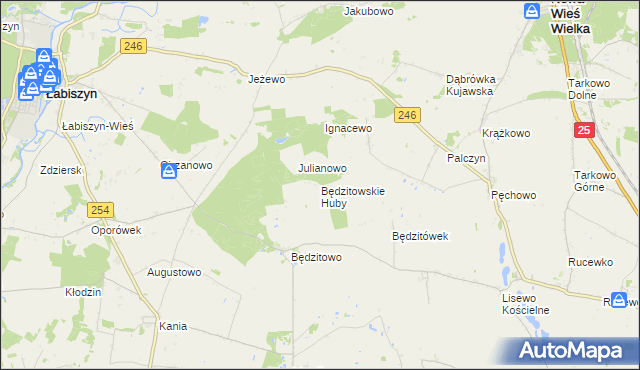 mapa Będzitowskie Huby, Będzitowskie Huby na mapie Targeo