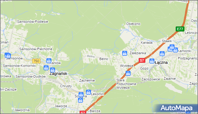 mapa Belno gmina Zagnańsk, Belno gmina Zagnańsk na mapie Targeo