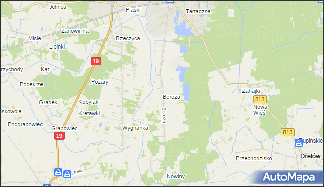 mapa Bereza, Bereza na mapie Targeo