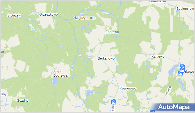 mapa Berkanowo, Berkanowo na mapie Targeo