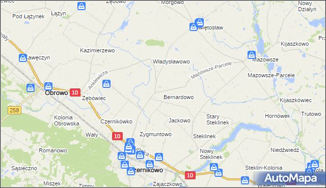 mapa Bernardowo, Bernardowo na mapie Targeo