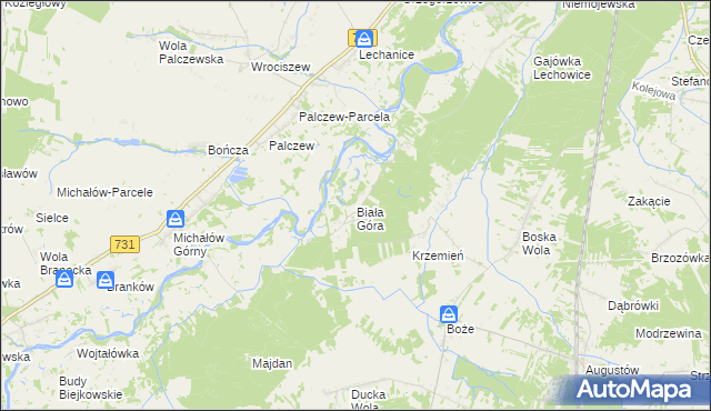 mapa Biała Góra gmina Stromiec, Biała Góra gmina Stromiec na mapie Targeo