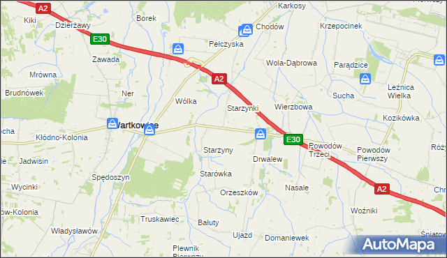 mapa Biała Góra gmina Wartkowice, Biała Góra gmina Wartkowice na mapie Targeo