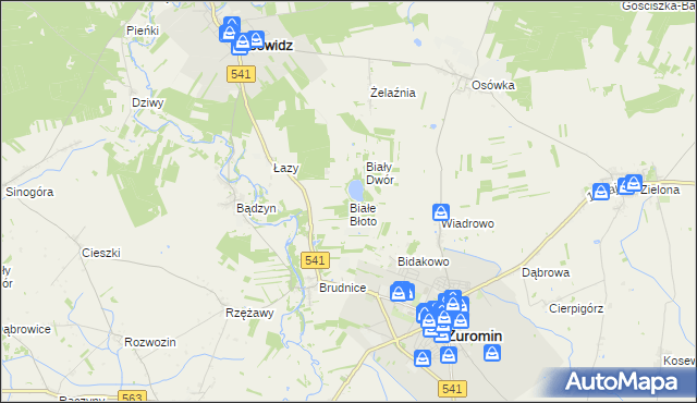 mapa Białe Błoto gmina Żuromin, Białe Błoto gmina Żuromin na mapie Targeo