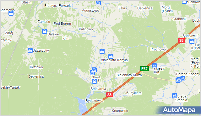 mapa Białebłoto-Kobyla, Białebłoto-Kobyla na mapie Targeo