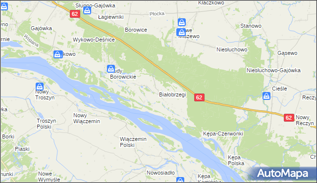 mapa Białobrzegi gmina Bodzanów, Białobrzegi gmina Bodzanów na mapie Targeo