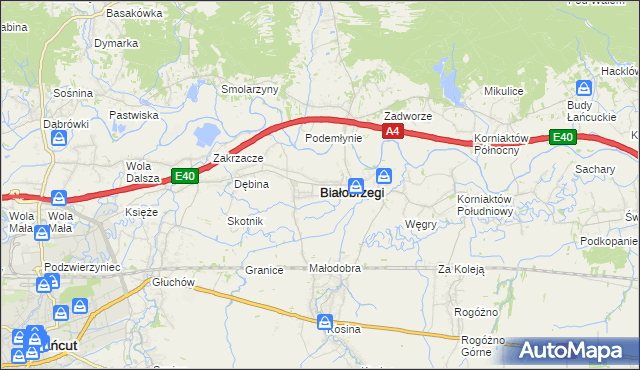 mapa Białobrzegi powiat łańcucki, Białobrzegi powiat łańcucki na mapie Targeo