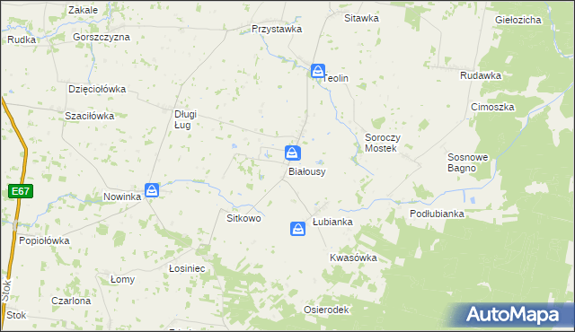 mapa Białousy, Białousy na mapie Targeo