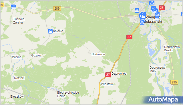 mapa Białowice, Białowice na mapie Targeo