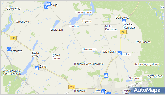 mapa Białowieża gmina Tuchola, Białowieża gmina Tuchola na mapie Targeo