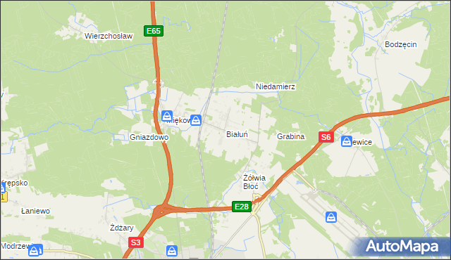 mapa Białuń gmina Goleniów, Białuń gmina Goleniów na mapie Targeo