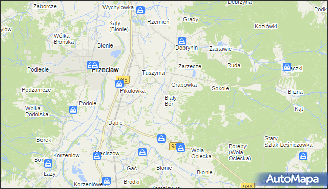 mapa Biały Bór gmina Przecław, Biały Bór gmina Przecław na mapie Targeo