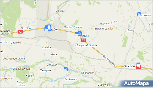mapa Białynin-Południe, Białynin-Południe na mapie Targeo