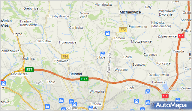 mapa Bibice, Bibice na mapie Targeo