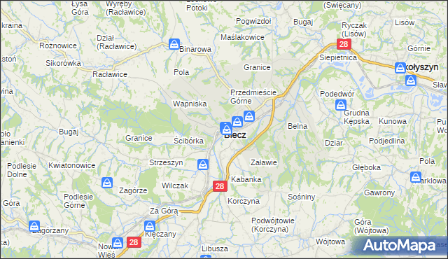 mapa Biecz powiat gorlicki, Biecz powiat gorlicki na mapie Targeo