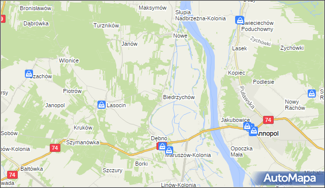 mapa Biedrzychów gmina Ożarów, Biedrzychów gmina Ożarów na mapie Targeo