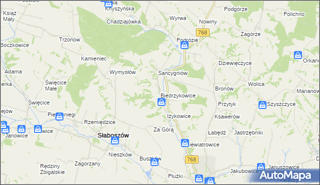mapa Biedrzykowice, Biedrzykowice na mapie Targeo