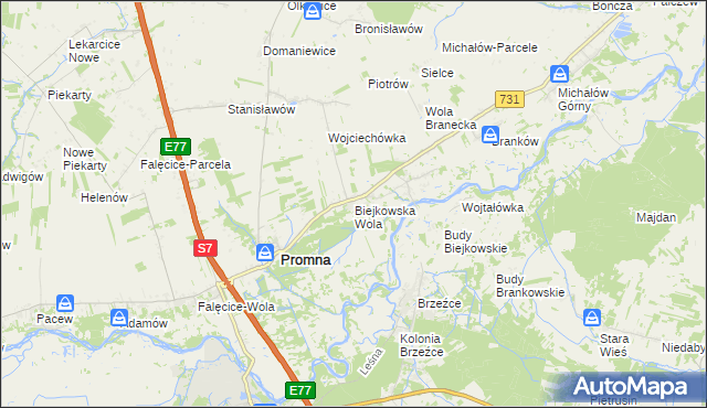mapa Biejkowska Wola, Biejkowska Wola na mapie Targeo
