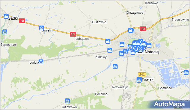 mapa Bielawy gmina Nakło nad Notecią, Bielawy gmina Nakło nad Notecią na mapie Targeo