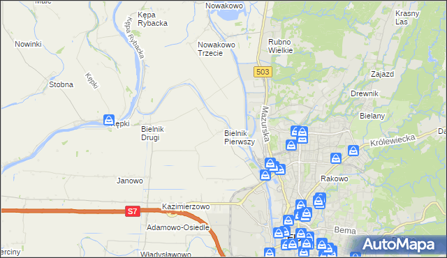 mapa Bielnik Pierwszy, Bielnik Pierwszy na mapie Targeo