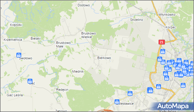 mapa Bierkowo, Bierkowo na mapie Targeo