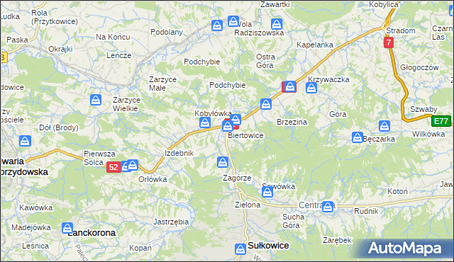 mapa Biertowice, Biertowice na mapie Targeo