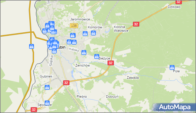 mapa Bieżyce, Bieżyce na mapie Targeo