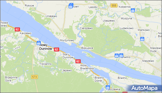 mapa Biskupice gmina Brudzeń Duży, Biskupice gmina Brudzeń Duży na mapie Targeo