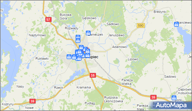 mapa Biskupiec-Kolonia Druga, Biskupiec-Kolonia Druga na mapie Targeo