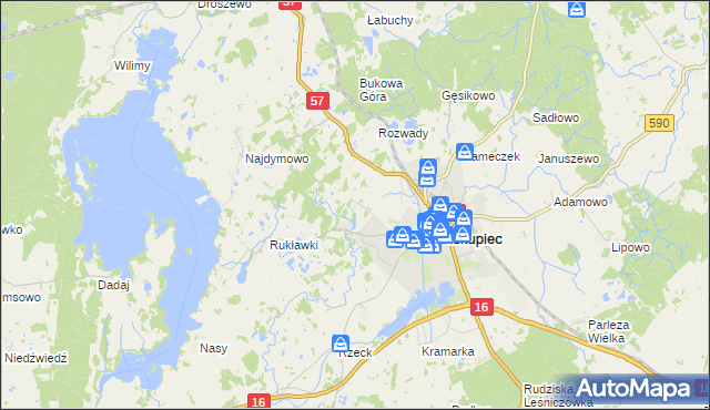 mapa Biskupiec-Kolonia Trzecia, Biskupiec-Kolonia Trzecia na mapie Targeo