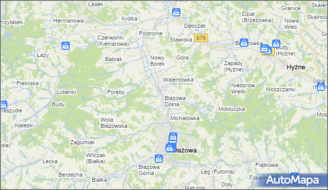 mapa Błażowa Dolna, Błażowa Dolna na mapie Targeo