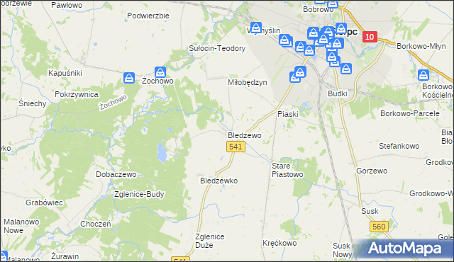 mapa Bledzewo, Bledzewo na mapie Targeo