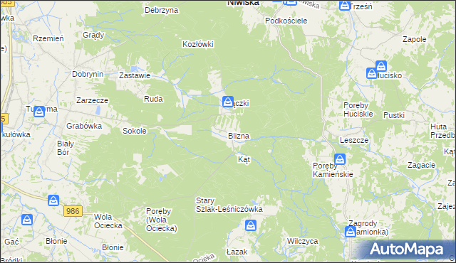 mapa Blizna gmina Ostrów, Blizna gmina Ostrów na mapie Targeo