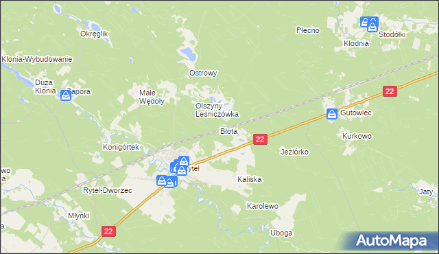 mapa Błota gmina Czersk, Błota gmina Czersk na mapie Targeo