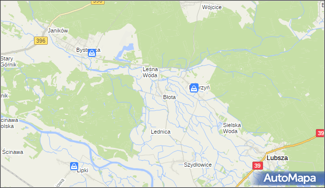 mapa Błota gmina Lubsza, Błota gmina Lubsza na mapie Targeo