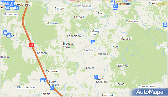 mapa Bobrek gmina Stromiec, Bobrek gmina Stromiec na mapie Targeo