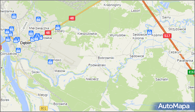 mapa Bobrowniki gmina Ryki, Bobrowniki gmina Ryki na mapie Targeo