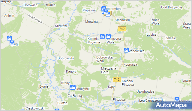mapa Bobrowska Wola, Bobrowska Wola na mapie Targeo