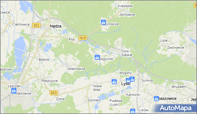 mapa Bogunice, Bogunice na mapie Targeo