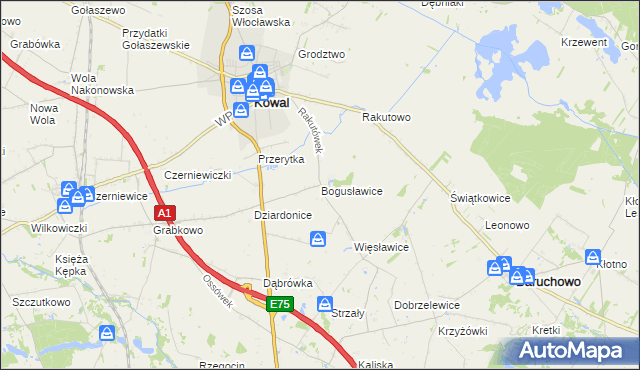 mapa Bogusławice gmina Kowal, Bogusławice gmina Kowal na mapie Targeo