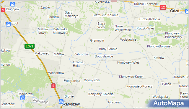mapa Bogusławice gmina Skaryszew, Bogusławice gmina Skaryszew na mapie Targeo
