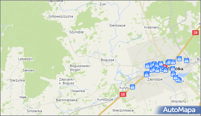 mapa Bogusze gmina Sokółka, Bogusze gmina Sokółka na mapie Targeo