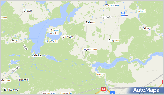 mapa Boguszewo gmina Miłomłyn, Boguszewo gmina Miłomłyn na mapie Targeo