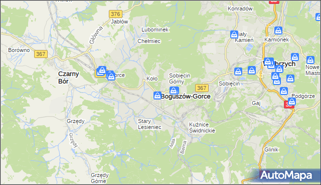 mapa Boguszów-Gorce, Boguszów-Gorce na mapie Targeo