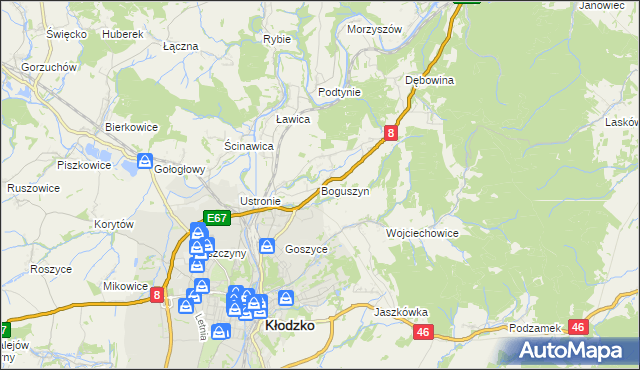 mapa Boguszyn gmina Kłodzko, Boguszyn gmina Kłodzko na mapie Targeo