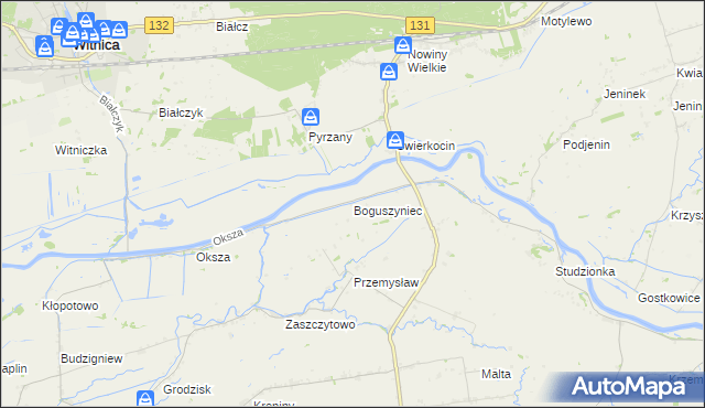 mapa Boguszyniec gmina Witnica, Boguszyniec gmina Witnica na mapie Targeo