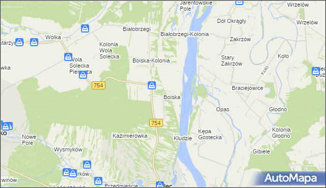 mapa Boiska, Boiska na mapie Targeo
