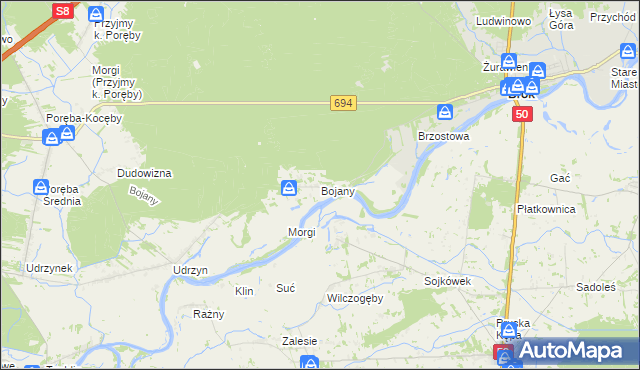 mapa Bojany, Bojany na mapie Targeo