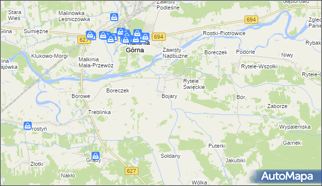 mapa Bojary gmina Kosów Lacki, Bojary gmina Kosów Lacki na mapie Targeo