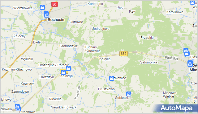 mapa Bolęcin gmina Sochocin, Bolęcin gmina Sochocin na mapie Targeo